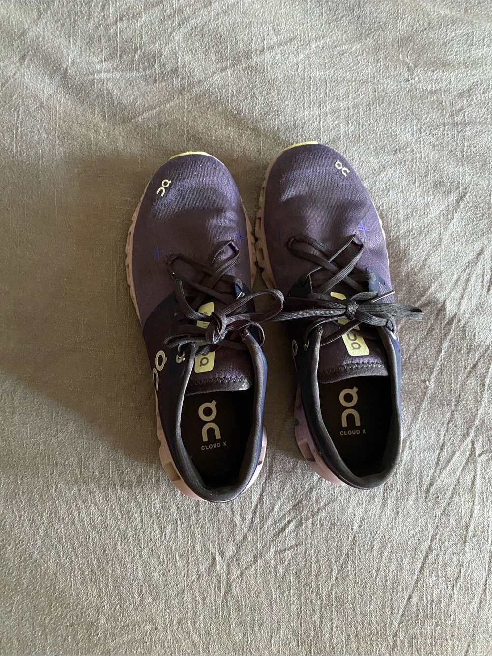 On Cloud X Women's Athletic Shoes in Purple and Black